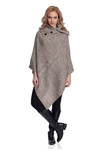 Merry Style Poncho Vêtement dhiver Femme 2V3T1 Beigemelange, One Size 