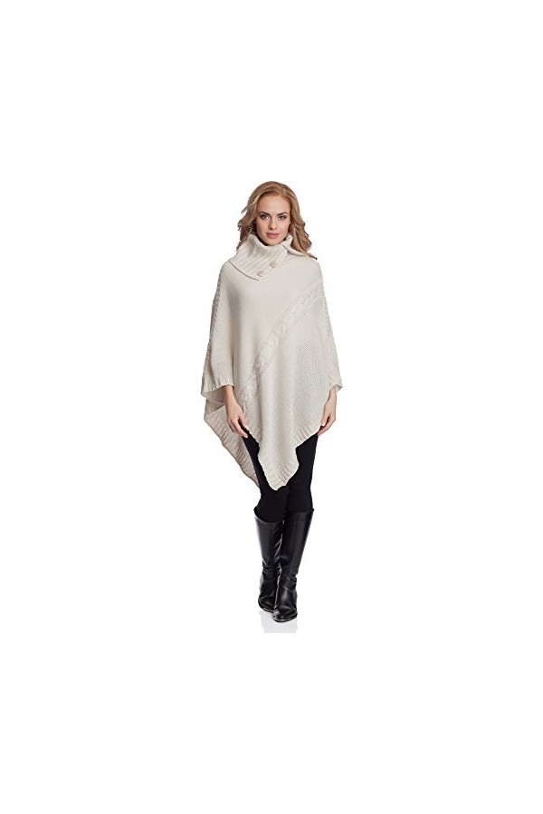Merry Style Poncho Vêtement dhiver Femme 2V3T1 Beigemelange, One Size 