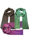 BEAT 3 Foulard Cols Femme 100% Coton Design Collection 50 X 180 cm Noir Vert Fuxia Automne Printemps