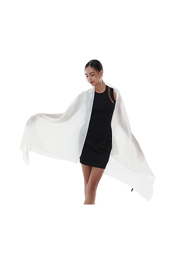 RIIQIICHY – Écharpe pour femme en mousseline de soie légère, pashmina pour cheveux, de mariage, pour robes de soirée, Ivoire-