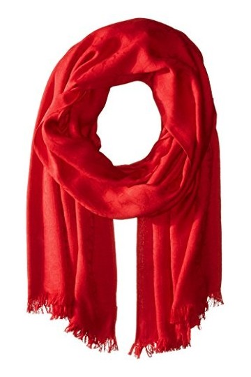 Calvin Klein Écharpe Pashmina avec Logo CK Châle, Rouge, Taille Unique Femme