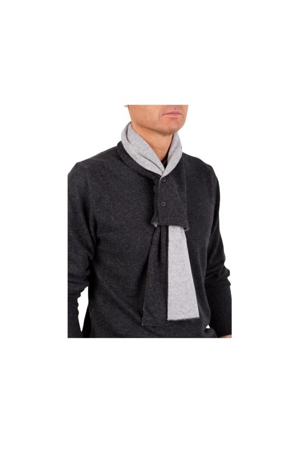 Écharpe pour homme en cachemire fabriquée en Italie, écharpe boutons bicolore pour femme, cache-cou en cachemire dhiver unis