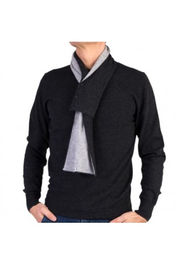 Écharpe pour homme en cachemire fabriquée en Italie, écharpe boutons bicolore pour femme, cache-cou en cachemire dhiver unis