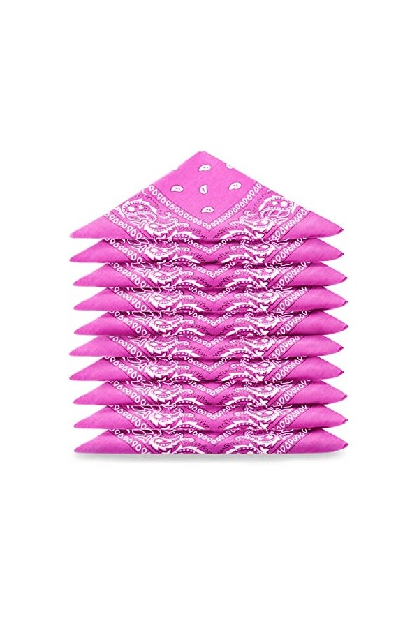 Lot de bandanas 100% Coton paisley foulard fichu - Rose - Lot de 20 identiques