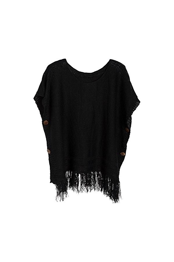 styleBREAKER Poncho en Maille avec des Manches et des Boutons décoratifs élégamment irisés, col Rond, Femmes 08010017, Couleu