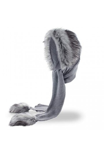 Futrzane Capuche Chapeau Echarpe Fausse Fourrure Châle Gris Clair - Argenté Sibérie 