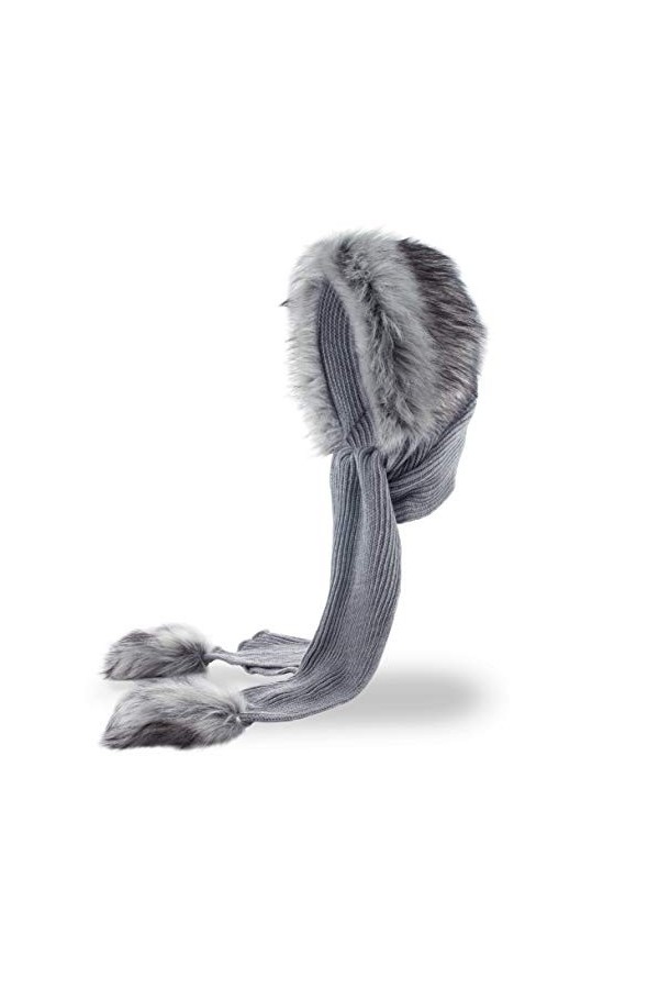 Futrzane Capuche Chapeau Echarpe Fausse Fourrure Châle Gris Clair - Argenté Sibérie 