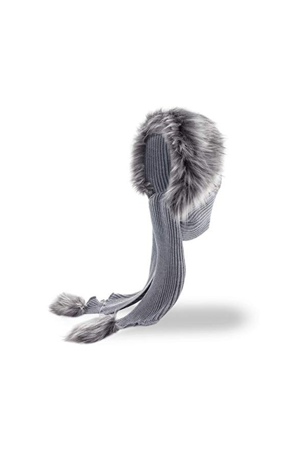 Futrzane Capuche Chapeau Echarpe Fausse Fourrure Châle Gris Clair - Argenté Sibérie 
