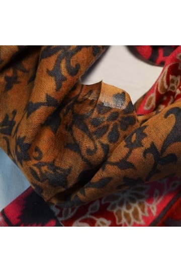 BEAT Châle 100% Laine Imprimé Design Collection 70 x 180 cm Tons Bordeaux et Rose