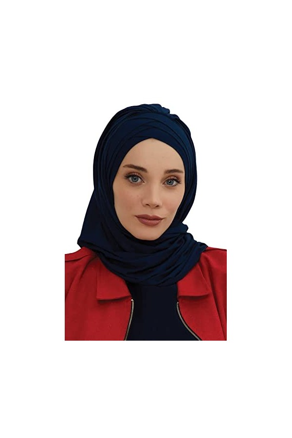 Châle en jersey pour femme en coton - bleu - Taille unique