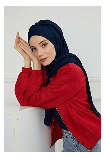 Châle en jersey pour femme en coton - bleu - Taille unique