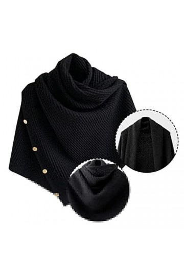 Herbests Cape écharpe Châle Tricotée à Boutons Chauds pour Femmes, Couverture élégante de Poncho de Pull Chaud Hiver épais, 1