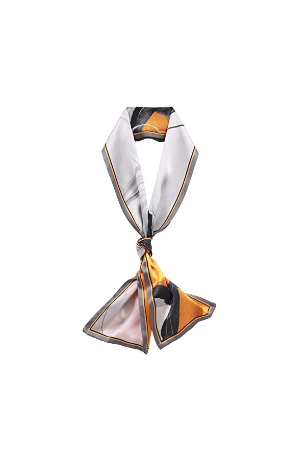 MOLIER. LU Femmes Hommes Écharpe 100% soie de mûrier Longue Satin Imprimé Cadeaux pour femmes Foulards Fleurs Noires et Blanc