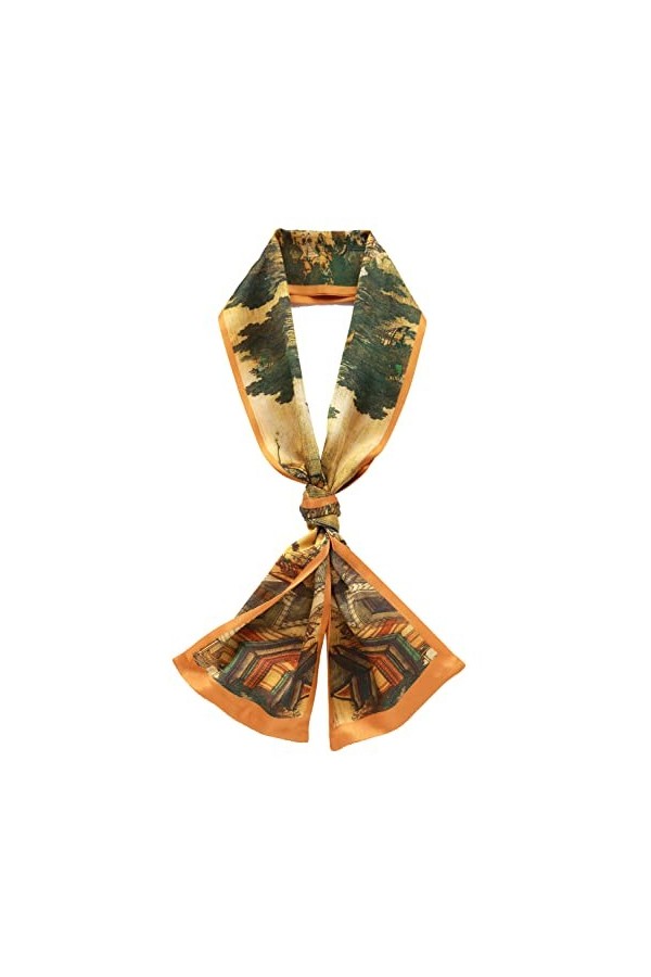 MOLIER. LU Femmes Hommes Écharpe 100% soie de mûrier Longue Satin Imprimé Cadeaux pour femmes Foulards Fleurs Noires et Blanc