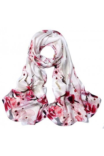 ANDANTINO Longue écharpe 100 % soie de mûrier pour femme - Grand châle pour foulard et cou - Enveloppement oblong pour cheveu