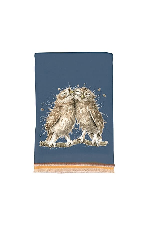 Wrendale Designs Écharpe dhiver, Bleu marine - Chouettes, taille unique