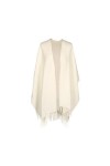 TOUTACOO, Grand Poncho Femme avec Franges - Fabriqué en France, 07-ecru, Taille unique