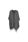 TOUTACOO, Grand Poncho Femme avec Franges - Fabriqué en France, 07-ecru, Taille unique