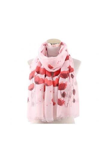 TRILLION® Floral Collection Écharpe légère en soie pour femme - Rose - Taille unique