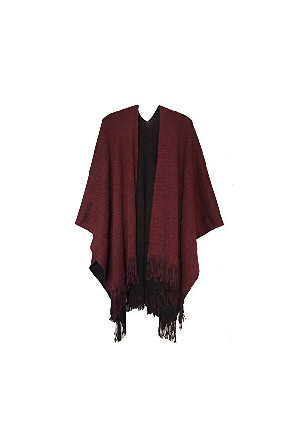 Makroyl Poncho en tricot réversible / écharpe de Noël pour femme - Marron - Taille unique