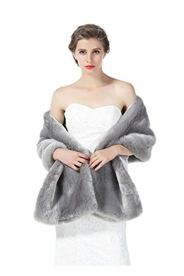 BEAUTELICATE Châle Étole en Fausse Fourrure Écharpe Cape De Femme Mariage Hiver sur Robe de Soirée Mariée Cérémonie Fête Demo