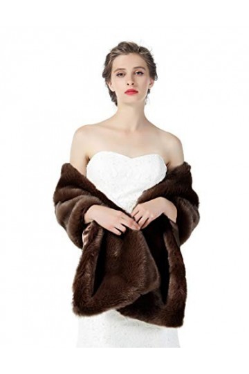 BEAUTELICATE Châle Étole en Fausse Fourrure Écharpe Cape De Femme Mariage Hiver sur Robe de Soirée Mariée Cérémonie Fête Demo