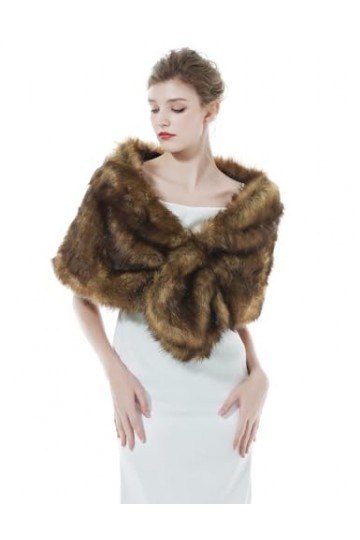 BEAUTELICATE Châle Étole En Fausse Fourrure Veste Cape De Femme Mariage Hiver 1920s Gatsby Flapper Costume sur Robe de Soirée
