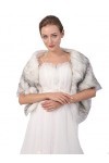 Sither Étole en fausse fourrure pour femme, châle dhiver et mariage en fausse fourrure blanche avec grise, écharpe en fourru