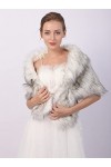 Sither Étole en fausse fourrure pour femme, châle dhiver et mariage en fausse fourrure blanche avec grise, écharpe en fourru