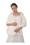 Sither Châle en fausse fourrure blanche pour mariage dhiver avec broche en strass pour robes de soirée, gris, taille unique