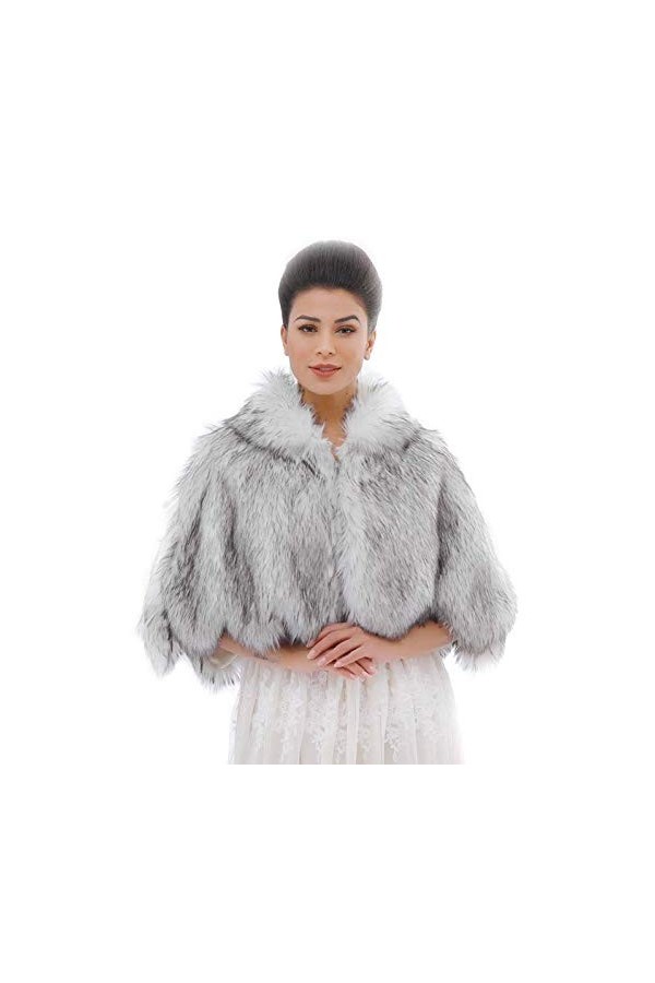 Ushiny Châle en fausse fourrure et étole de mariage pour femmes et filles marron , marron, taille unique