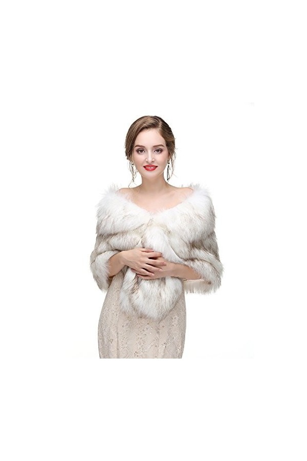 Keivvsh Châle en fausse fourrure de renard pour femme pour mariage ou soirée, Pj170932, taille unique