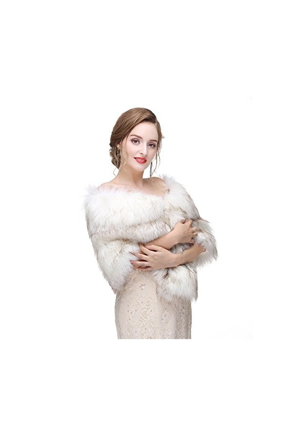 Keivvsh Châle en fausse fourrure de renard pour femme pour mariage ou soirée, Pj170932, taille unique