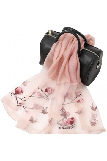 Écharpe en soie pour femme Rose Châle Satin Naturel Pur Hijab Masques fins Tissu de soie de luxe Reliure senior Fait à la mai