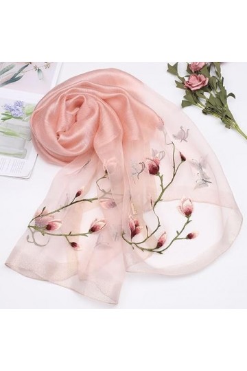 Écharpe en soie pour femme Rose Châle Satin Naturel Pur Hijab Masques fins Tissu de soie de luxe Reliure senior Fait à la mai