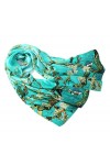 prettystern Femme grande-taille XL Etole longue Écharpe en Soie imprimé bleu van Gogh- Branches dAmandier en fleurs P309