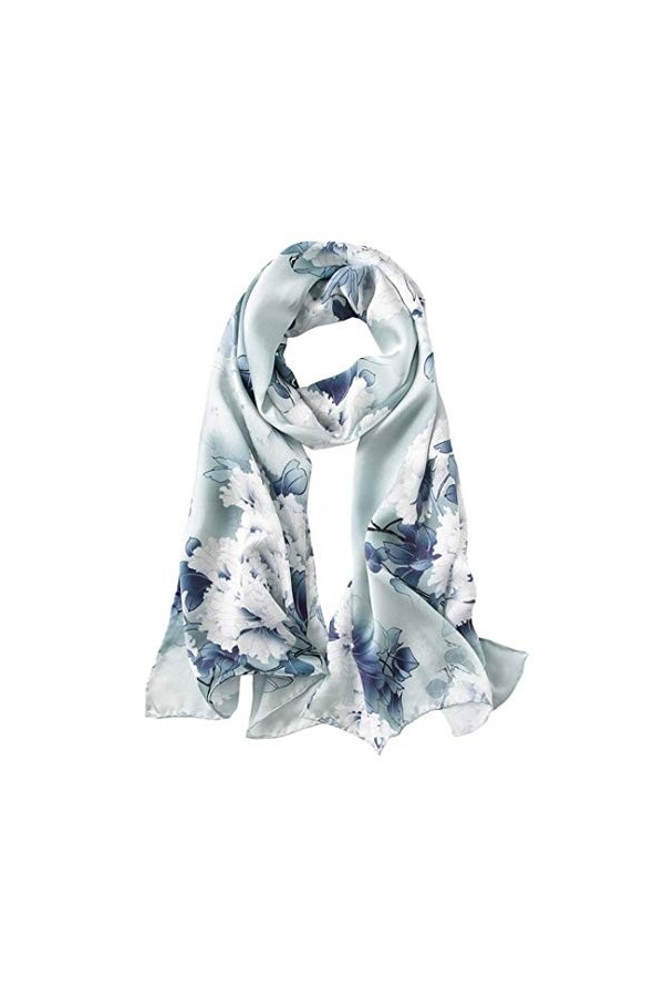 ANDANTINO Longue écharpe 100 % soie de mûrier pour femme - Grand châle pour foulard et cou - Enveloppement oblong pour cheveu