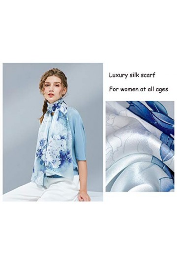 ANDANTINO Longue écharpe 100 % soie de mûrier pour femme - Grand châle pour foulard et cou - Enveloppement oblong pour cheveu