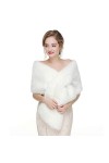 Ommda Femme de mariage Faux Fourrure Châle Chauffantes Mariée Soirée Hiver Écharpes Cape Manteau Cardiga blanc