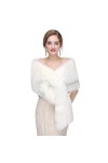 Ommda Femme de mariage Faux Fourrure Châle Chauffantes Mariée Soirée Hiver Écharpes Cape Manteau Cardiga blanc
