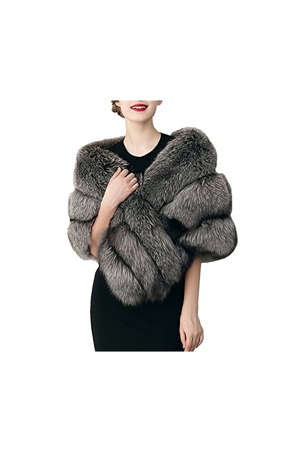 FOLOBE Mariage Faux Fourrure Foulards Veste étoles Femmes épaissir Faux Fourrure écharpe châles Hausser Poncho Chaud pour la 