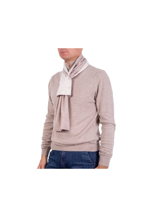 Écharpe pour homme en cachemire fabriquée en Italie, écharpe boutons bicolore pour femme, cache-cou en cachemire dhiver unis