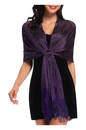 Accessoire Top Tendance Belle Étole Femme Châle Wrap Écharpe Brillante - Cérémonies Soirée Fêtes Mariage Cérémonie Cocktail B