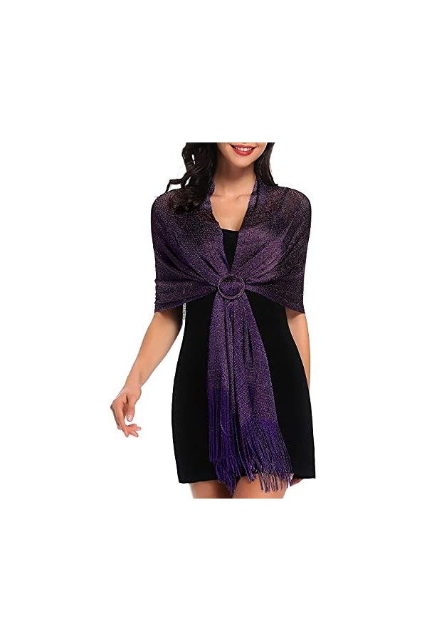 Accessoire Top Tendance Belle Étole Femme Châle Wrap Écharpe Brillante - Cérémonies Soirée Fêtes Mariage Cérémonie Cocktail B