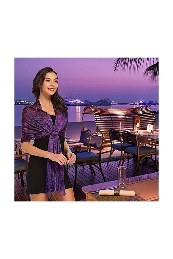 Accessoire Top Tendance Belle Étole Femme Châle Wrap Écharpe Brillante - Cérémonies Soirée Fêtes Mariage Cérémonie Cocktail B