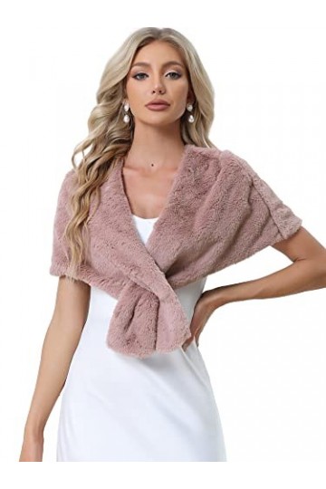 Allegra K Châle en fausse fourrure pour les femmes dhiver des années 1920 Stole Wraps de mariage de mariée Rose S