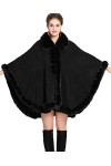 FOLOBE Femmes Hiver et Automne Cape Fausse Fourrure Cape Poil Tricoté Châle Manteau Cape