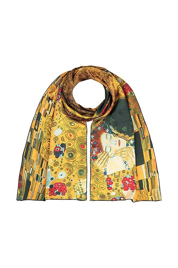 VON LILIENFELD® Foulard Soie Gustav Klimt : Le Baiser Femme Écharpe Cache-Nez Art