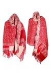 Foulard de luxe fait main en laine de yak unisexe rouge beige double face