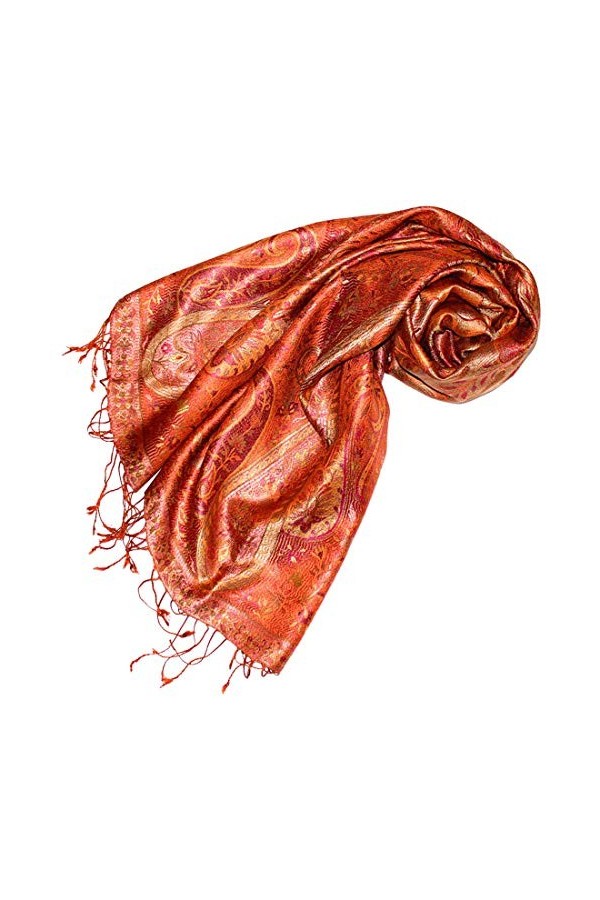 LORENZO CANA Pashmina pour la femme - écharpe de 100% soie avec les mesures de 70 x 190 cm - fait à la main – souple élégant 